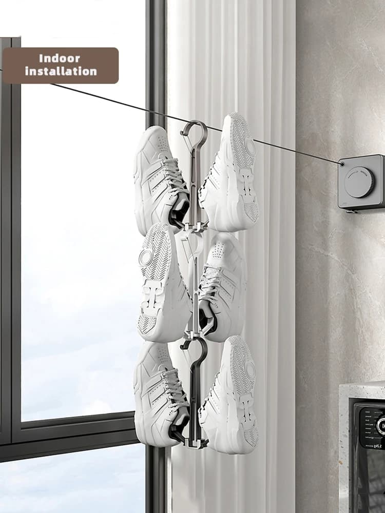 Foldable Shoe Drying Rack with Hooks