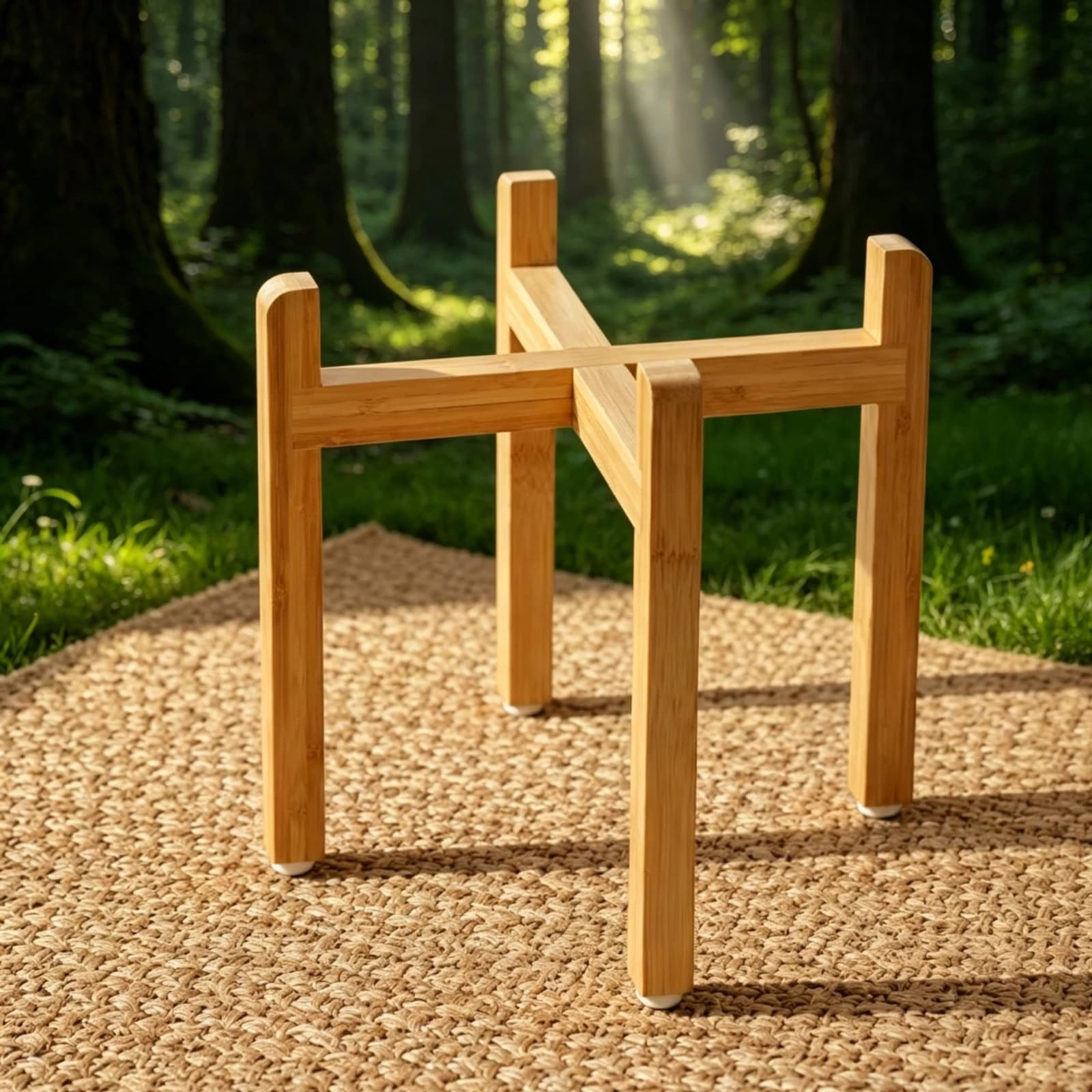 Cross-Brace Wooden Pet Bowl Stand