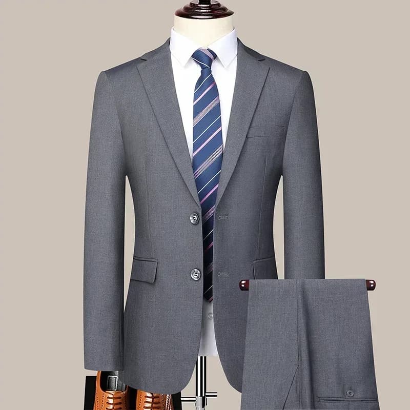 Men's Slim-Fit Business Suit Blazer and Pants