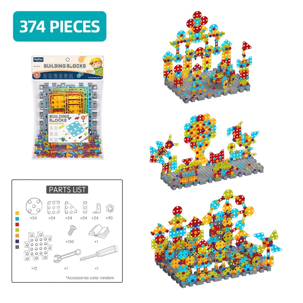 DIY Building Blocks Set with Tools and Storage