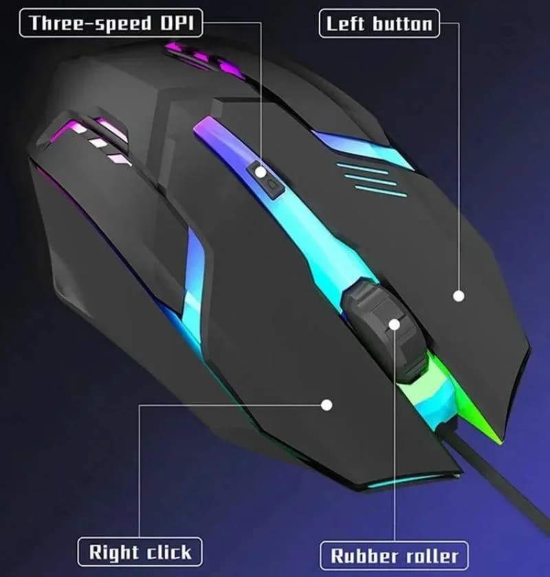 Ergonomic Wired Gaming Mouse with RGB Lighting
