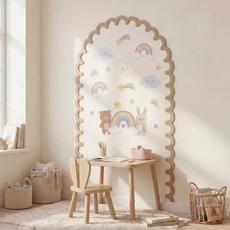 Kids Room Nursery Decor Rustic Wood Wall Arch Diy Unfinished Wooden Frame Scalloped Crafts Trim Accent Furniture Molding