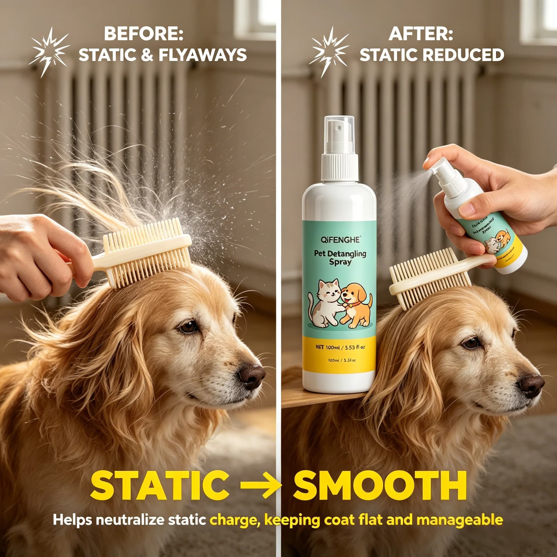 Pet Detangling Spray for Dogs and Cats