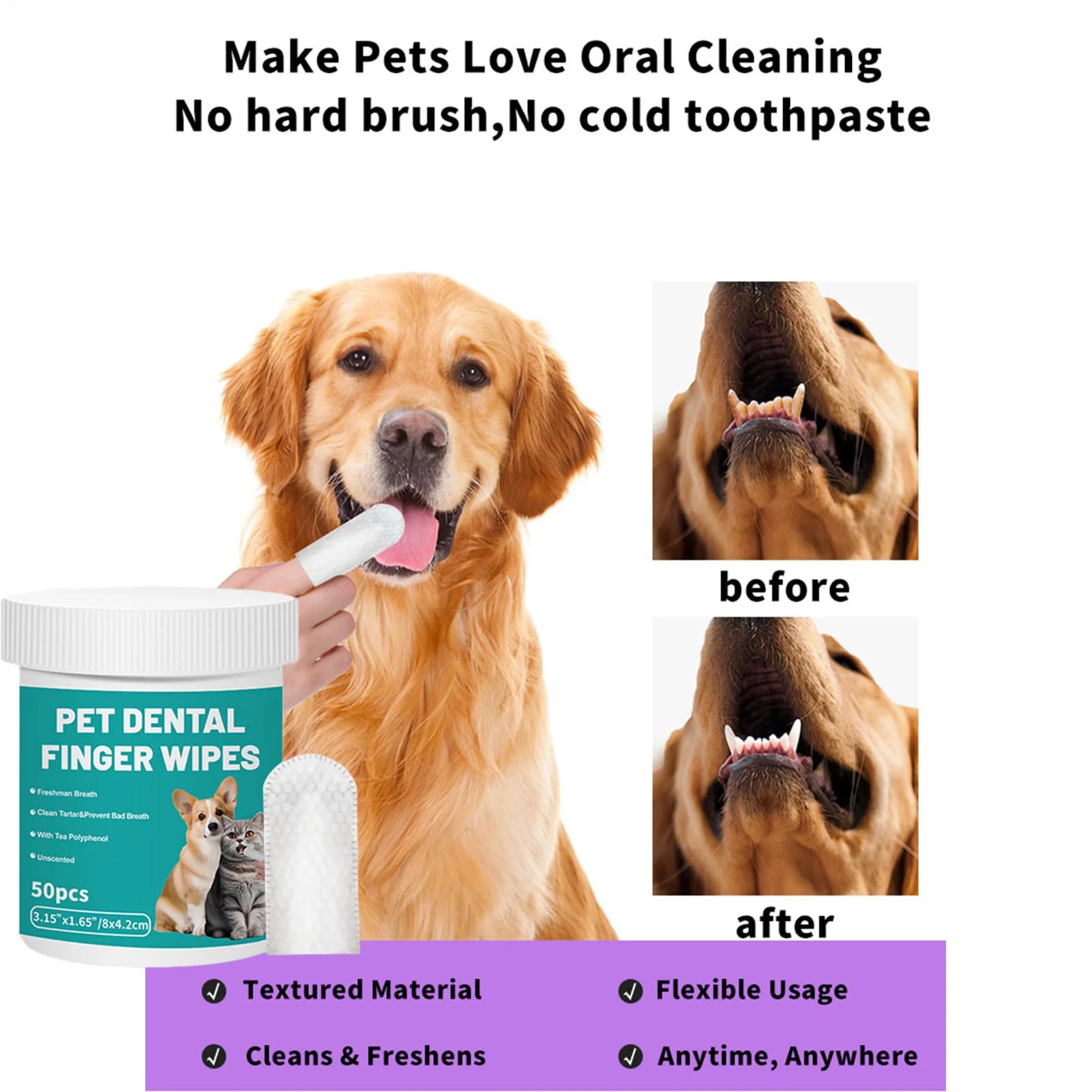 Dog and Cat Teeth Cleaning Finger Wipes