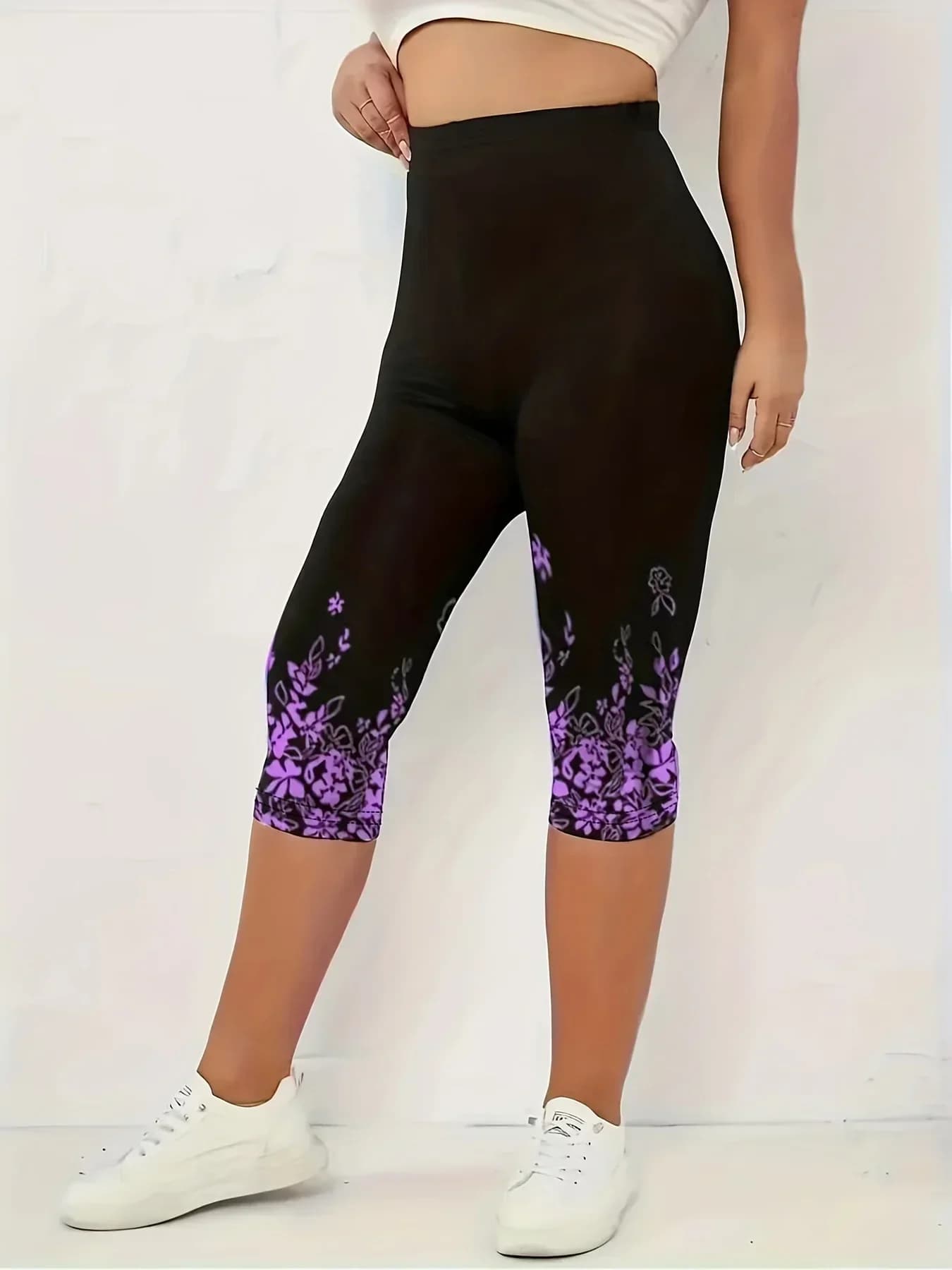 Women's High-Rise Floral Print Capri Leggings