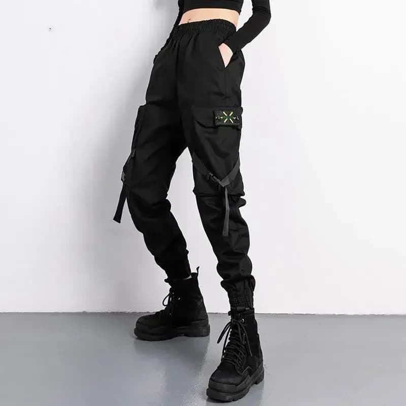 Black Elastic Ankle Sports Pants for Women