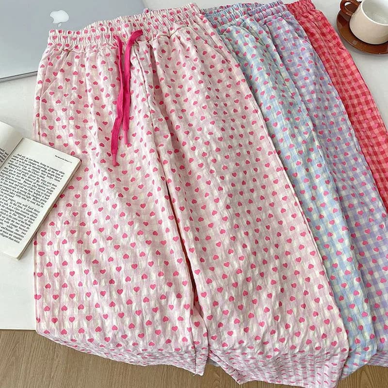 Heart-Printed Pajama Pants
