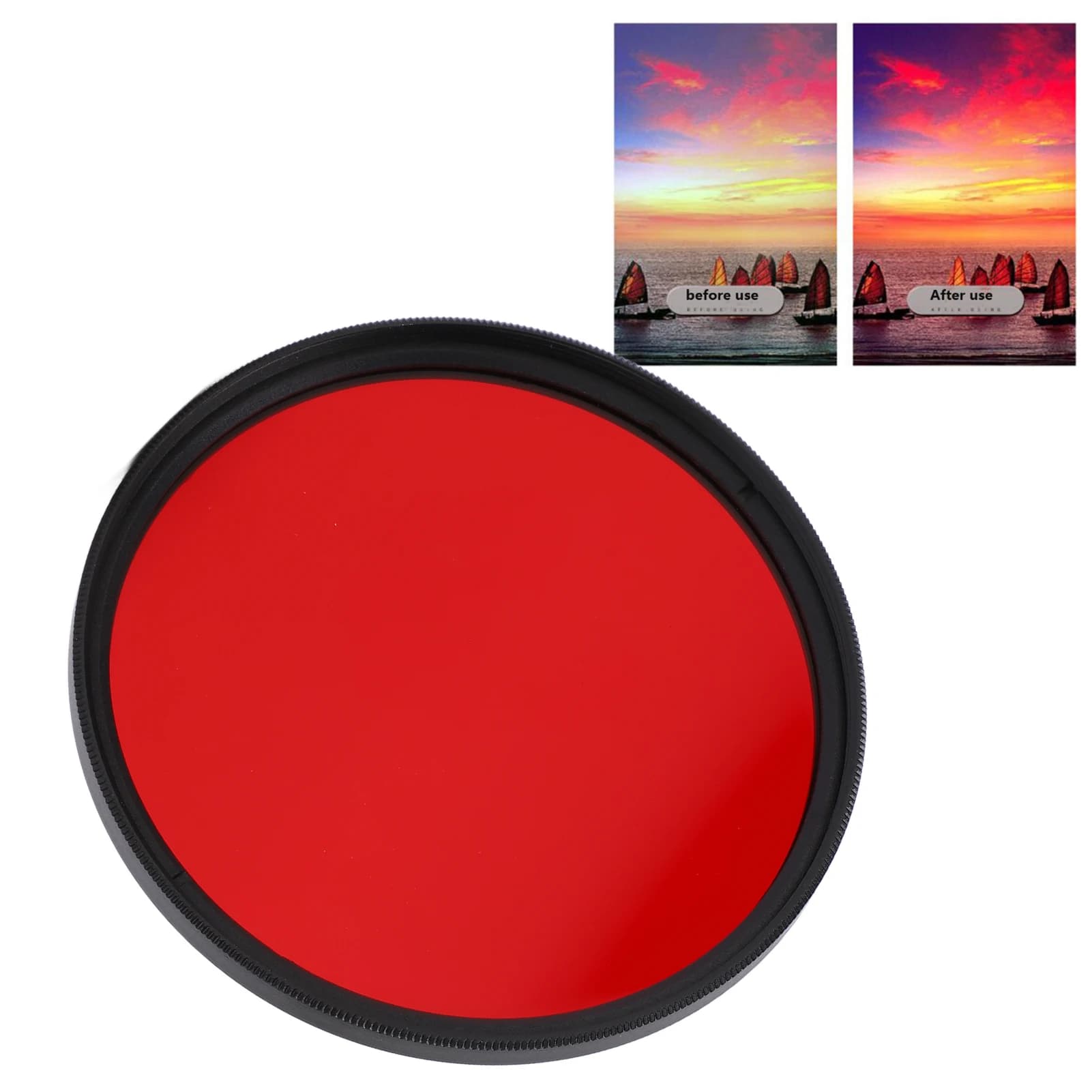 Red Optical Glass Lens Filter 52-67mm