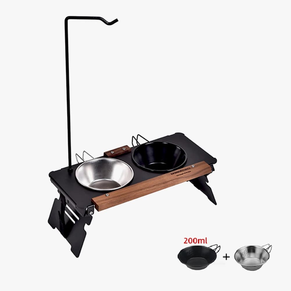 Foldable Outdoor Pet Feeder Stand with Lamp Pole
