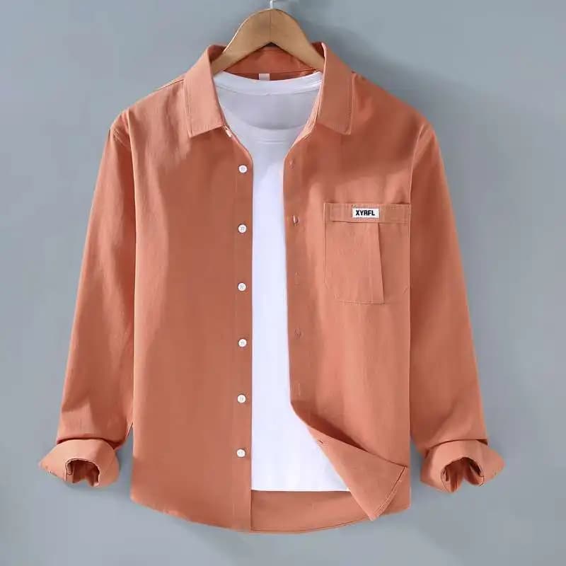 Men's Casual Solid Long Sleeve Button Up Shirt