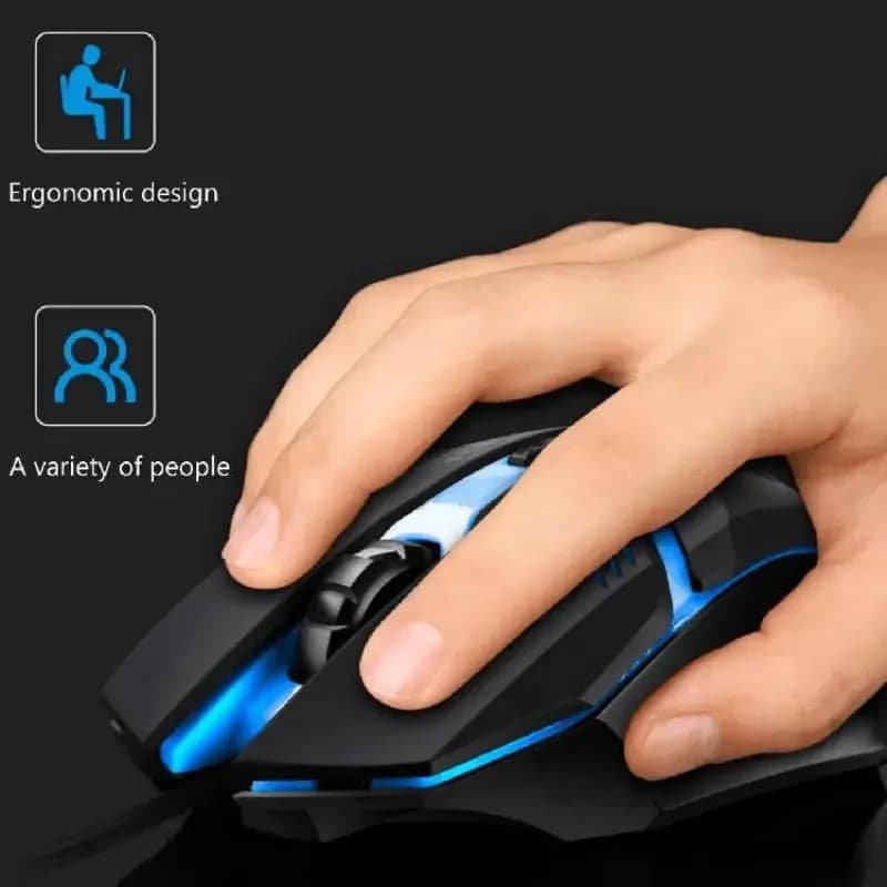 Ergonomic Wired Gaming Mouse with RGB Lighting