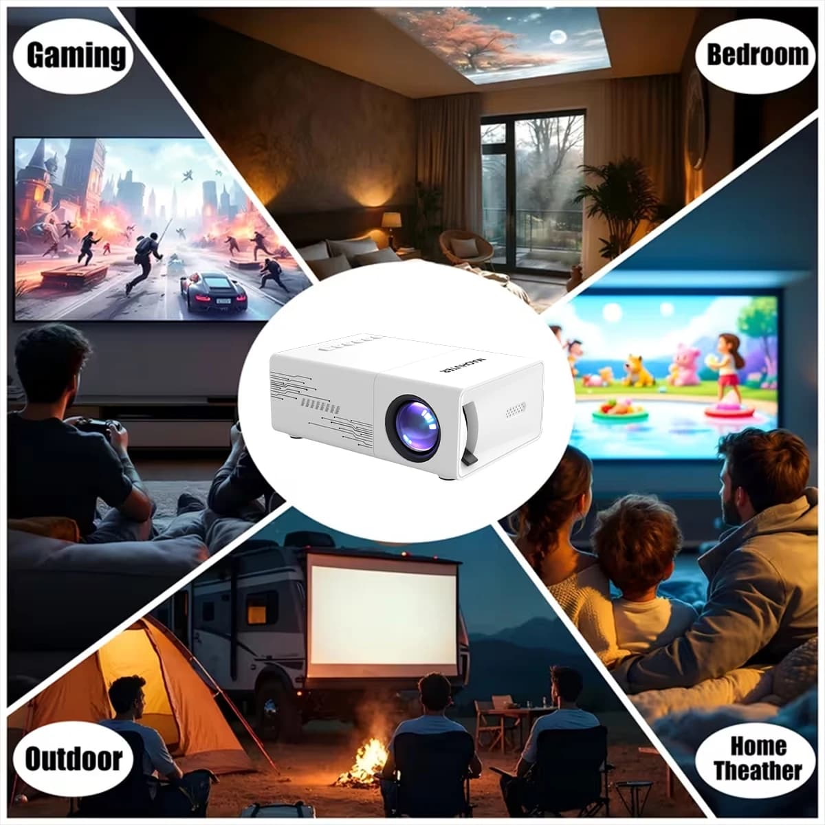 HD Mini Projector with Built-In Speaker