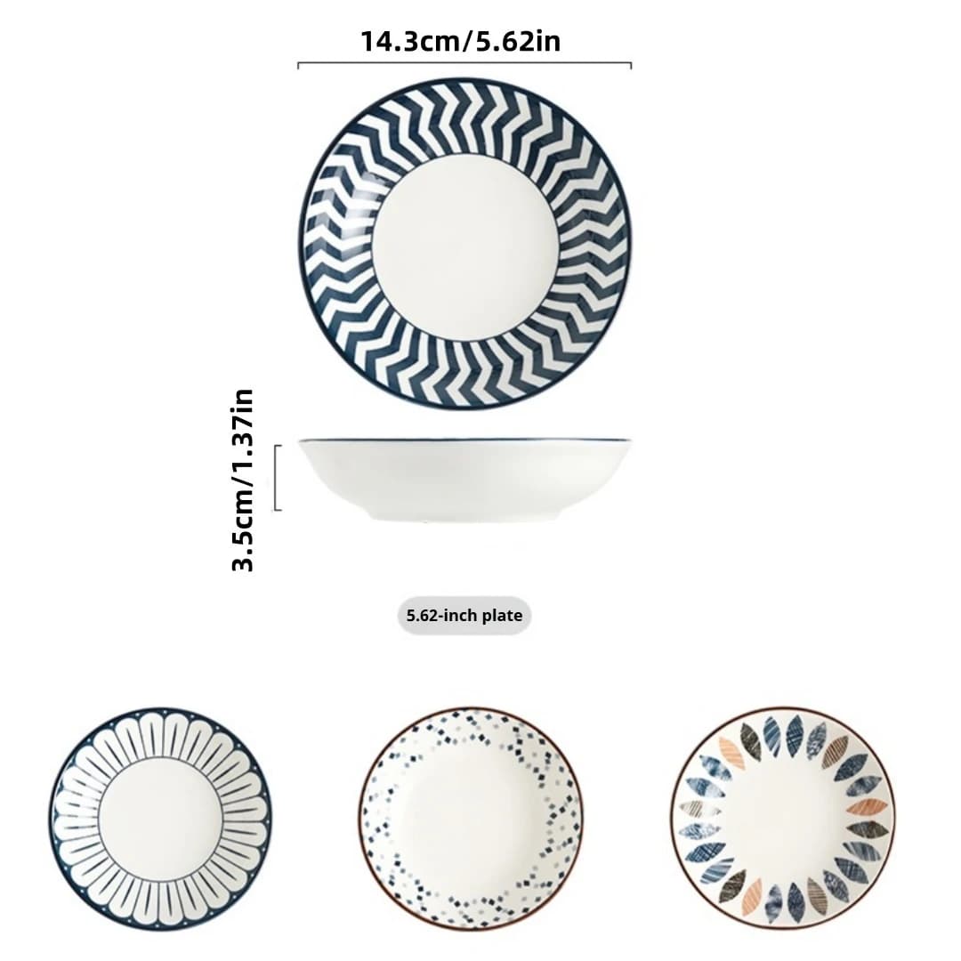 4-Piece 5.6-Inch Minimalist Ceramic Small Plates Set, Multi-functional plates，Oven/Microwave/Dishwasher Safe