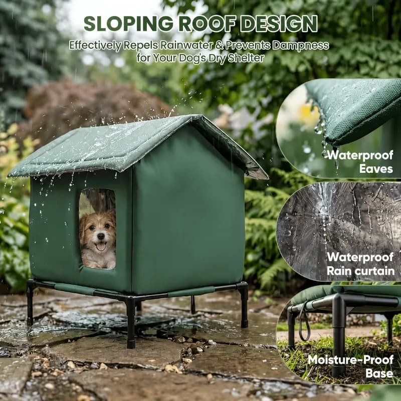 Winter Insulated Raised Dog House Waterproof