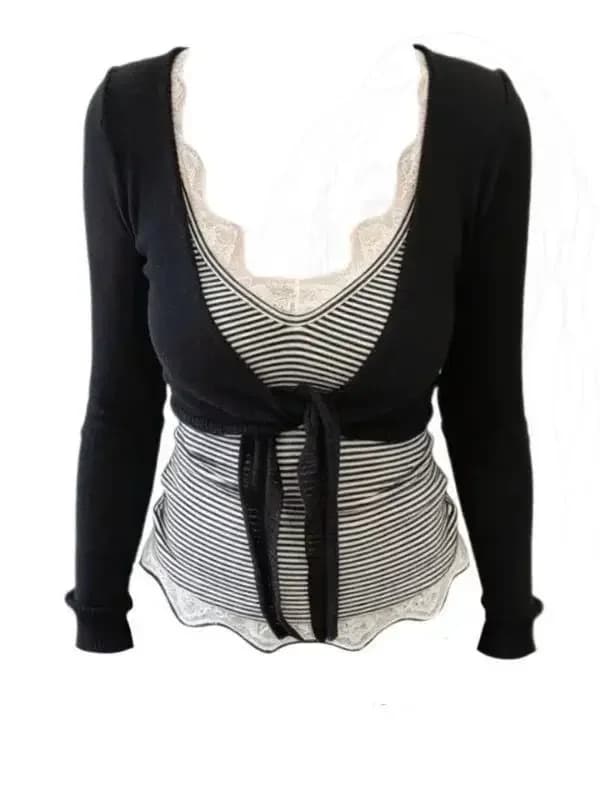 Girls Long Sleeve Pullover Top Y2K Lolita