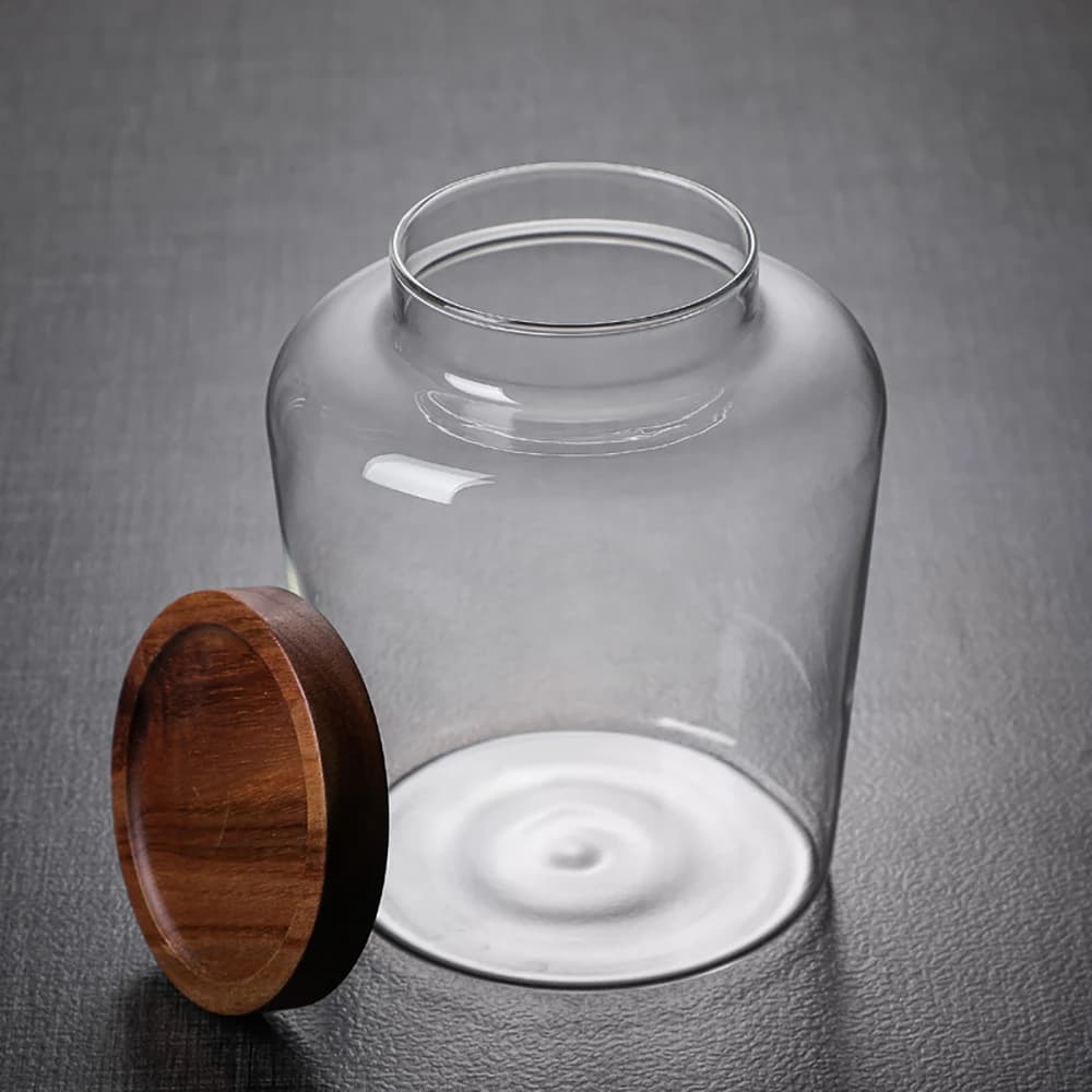 Glass Airtight Storage Jar with Wood Lid