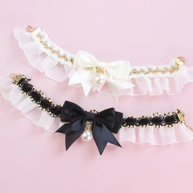 Dog Collar Cute Lace Bow Pet Dog Cat Collar Adjustable Cat Necklace Jewelry Sweet Neck Decorative Pet Accessories Pet Supplies