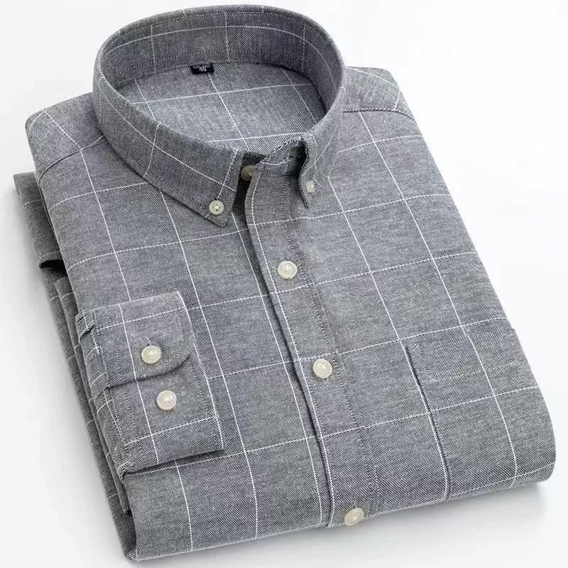 Men's Plaid Button-Down Casual Shirt