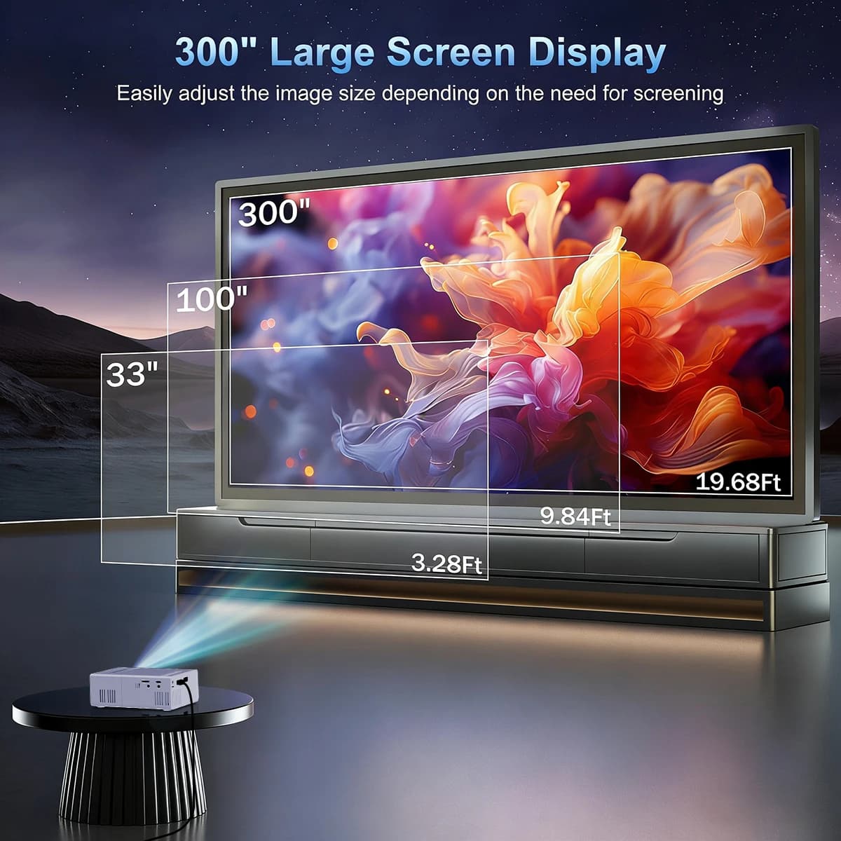 HD Mini Projector with Built-In Speaker