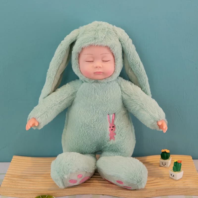 Soft Plush Reborn Baby Doll with Rabbit Toy