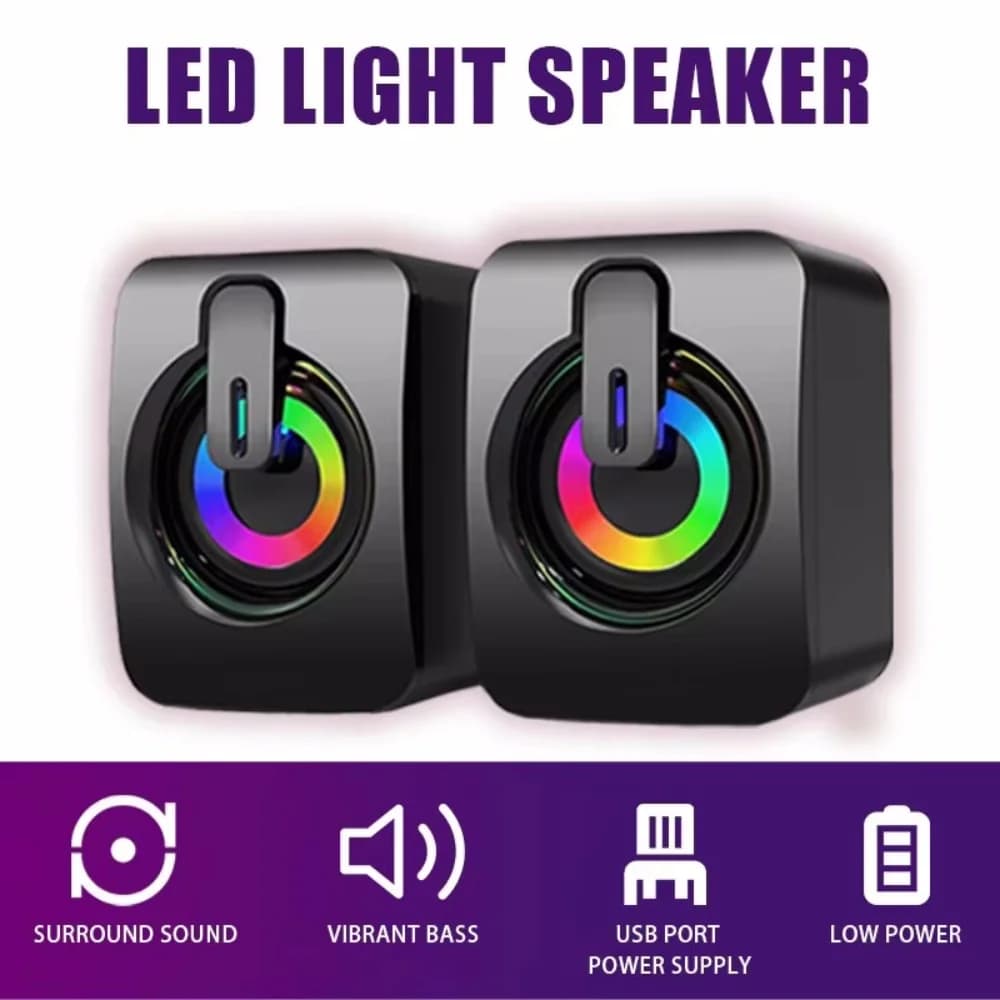 Desktop Computer Speakers with Microphone and LED Light
