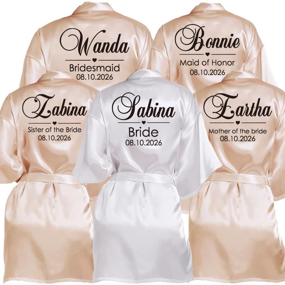 Personalized Faux Silk Bridal Robe