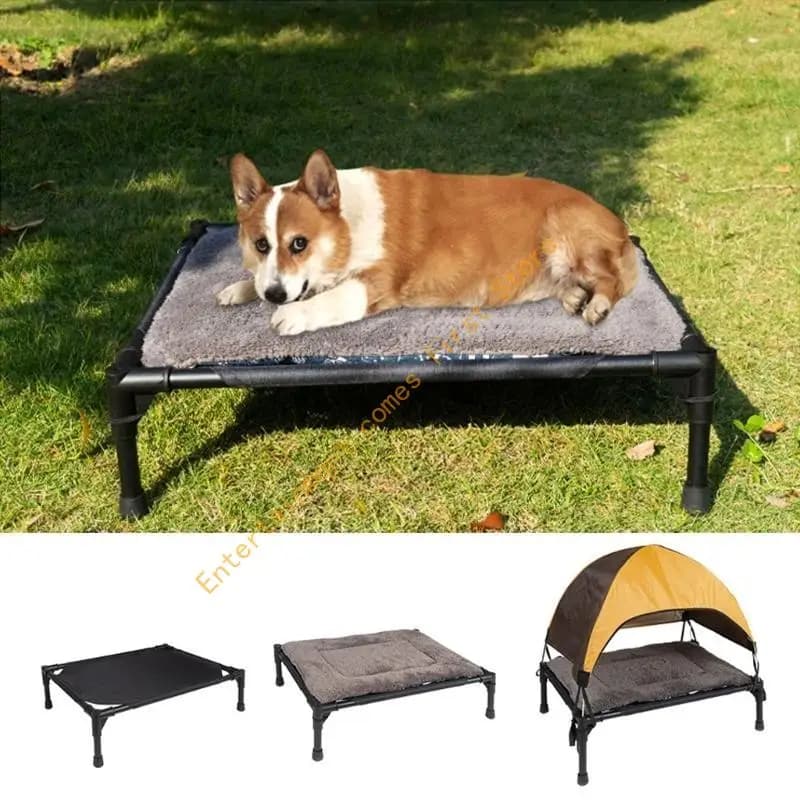 Elevated Outdoor Dog Cot with Removable Canopy