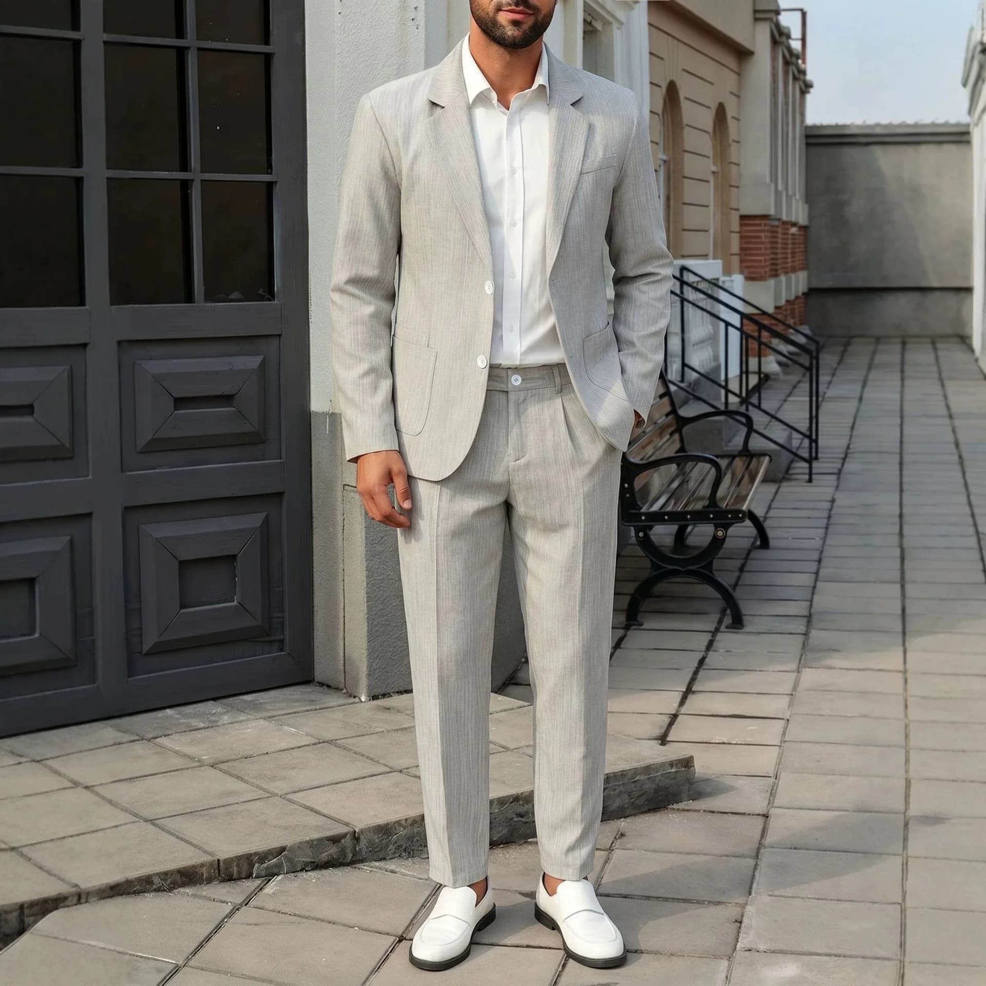 Men's Slim Fit Summer Business Suit Set