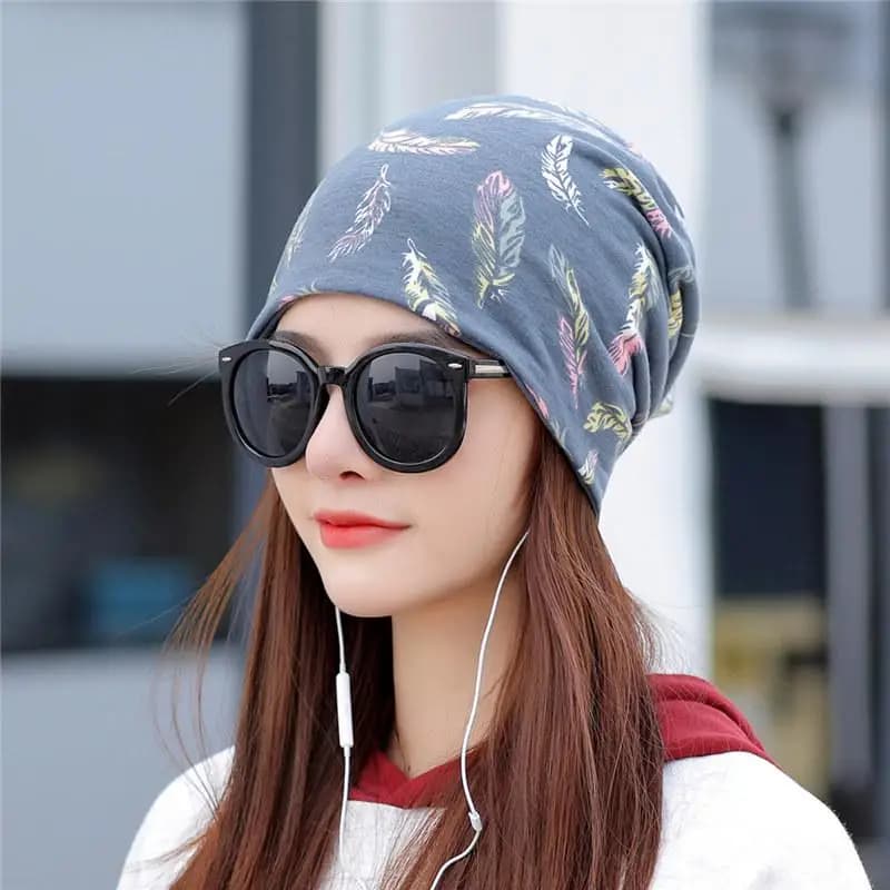 Feather Pattern Baggy Beanie