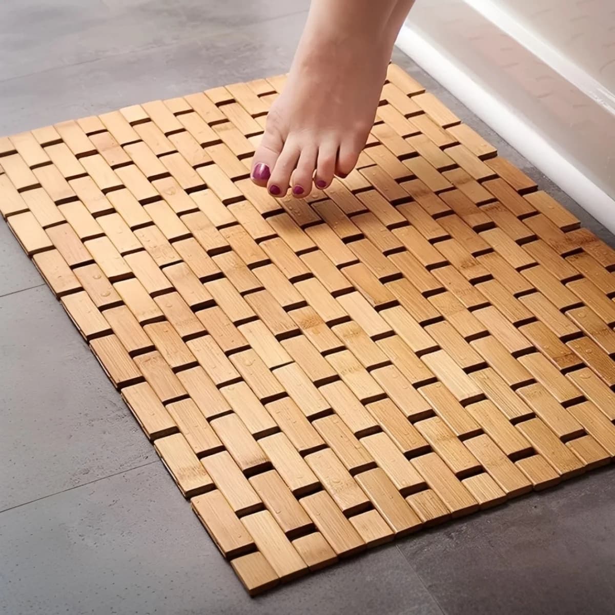 Bamboo Bath and Shower Mat with Non-Slip Base