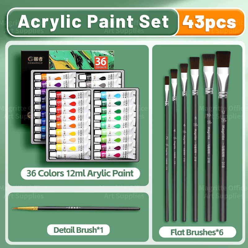 Acrylic Paint Set with Brushes