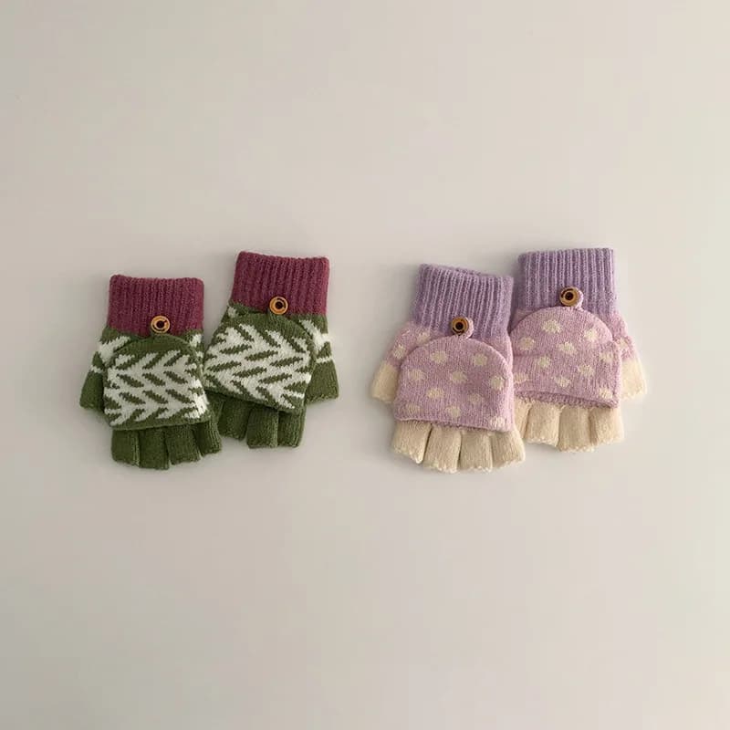 Kids Winter Five Finger Knit Gloves