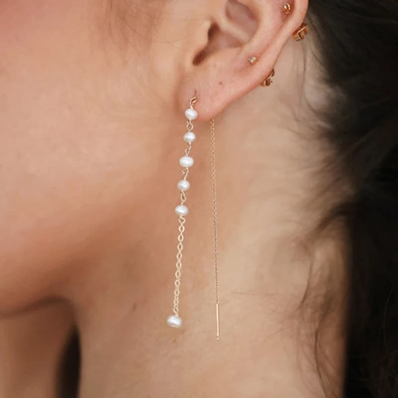 Natural Pearl Drop Earrings 14K Gold Filled
