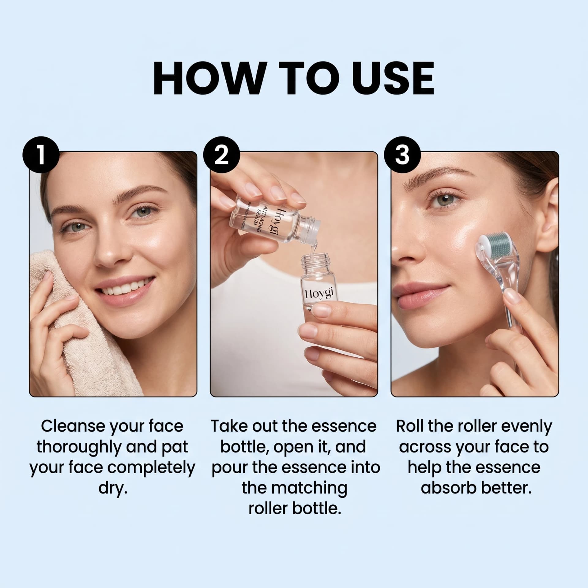 Facial Roller Skincare Set Moisturizing Smoothing Hydrating Daily Face Care Serum Kit Gentle Skin Nourishment