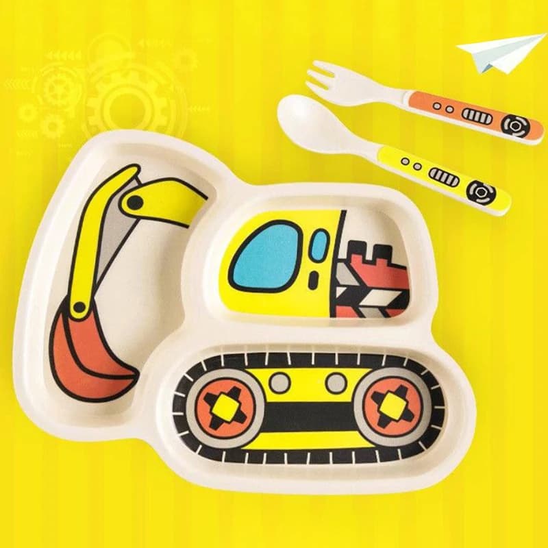 Kids Divided Plate Set With Fork and Spoon