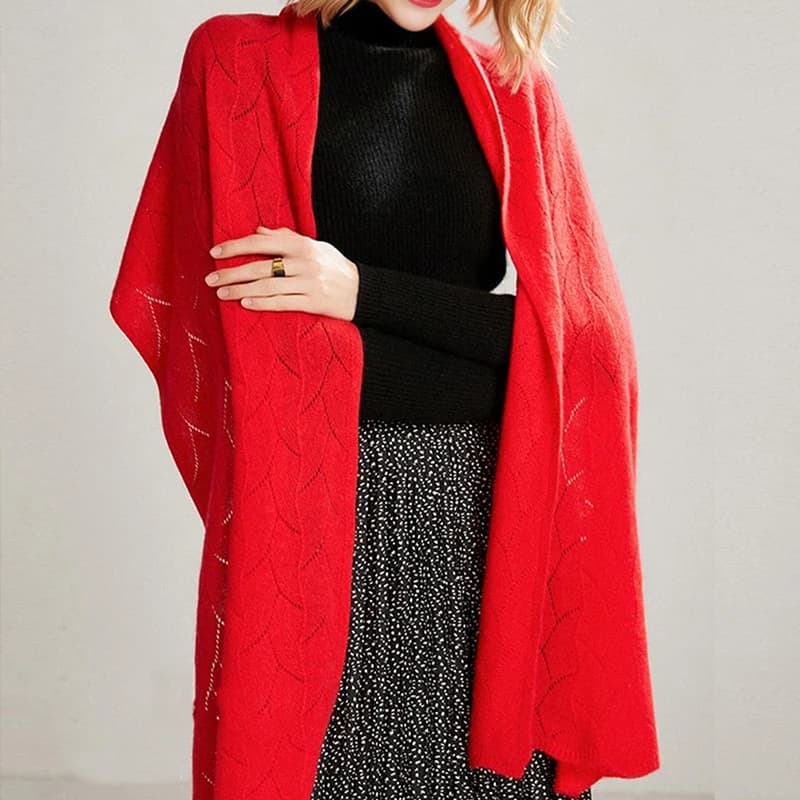 Women's Wool Knit Hollow Out Winter Shawl