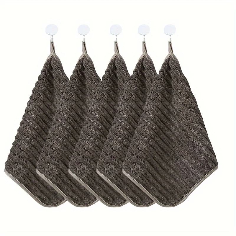 Striped Hand Towels with Hanging Loops, 5-Pack