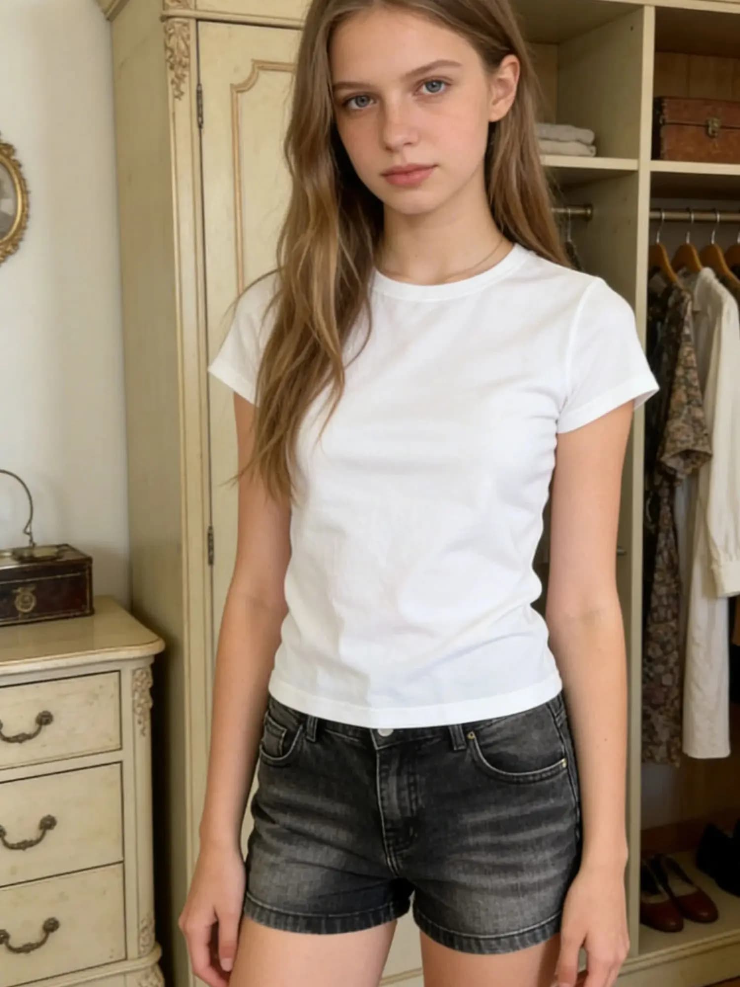 Grey Denim Low-Rise Mini Shorts