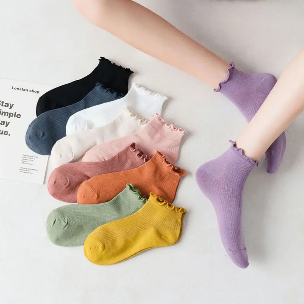 Women's Cotton Frilly Ruffle Ankle Socks