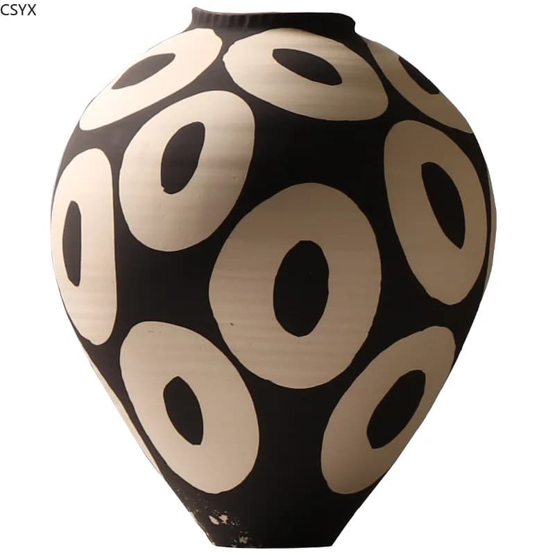 Ceramic Vase With Geometric Circles Design