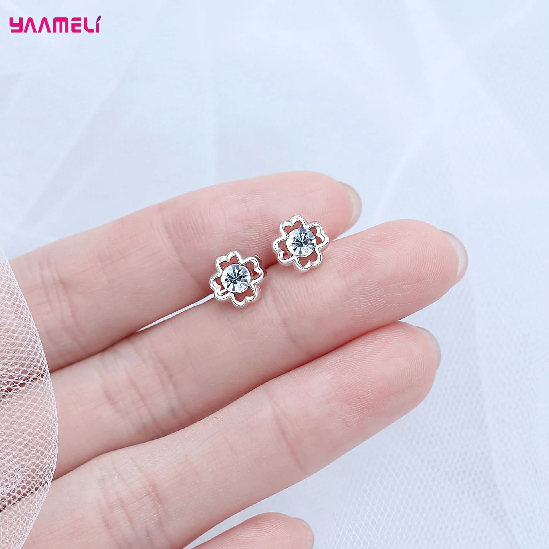 Cubic Zirconia Stud Earrings in Sterling Silver