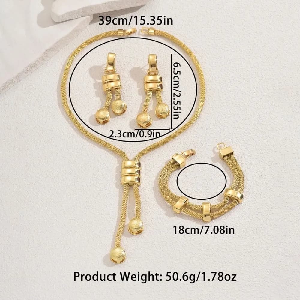 Fashionable Jewelry Set Electroplated High Quality Necklace Earrings Bracelet Minimalist Versatile Geometric Tassel Earrings Set
