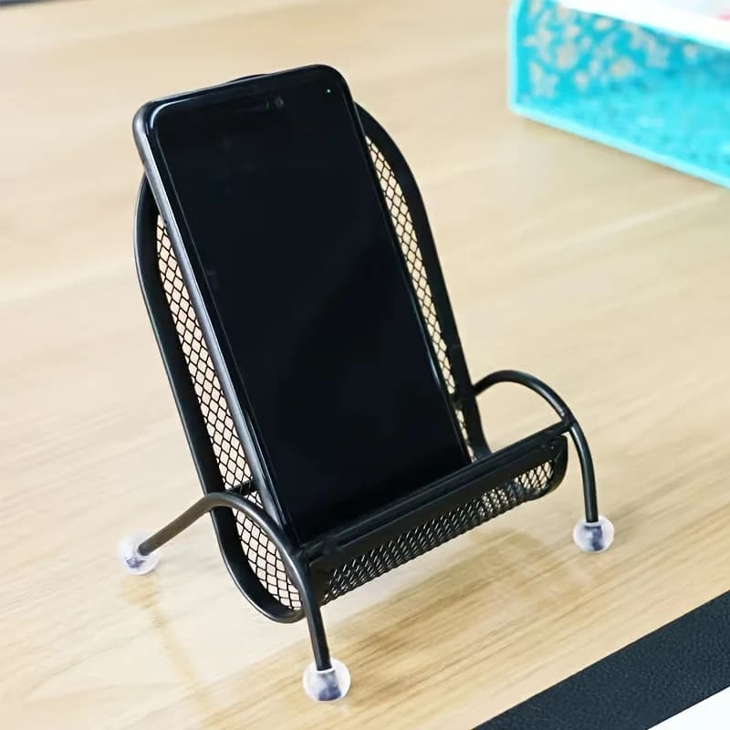 Stainless Steel Phone Stand with Heavy-Duty Base -Ergonomic Design for Bed & Desk, Secure Grip for Smartphones, Tablets, Cameras