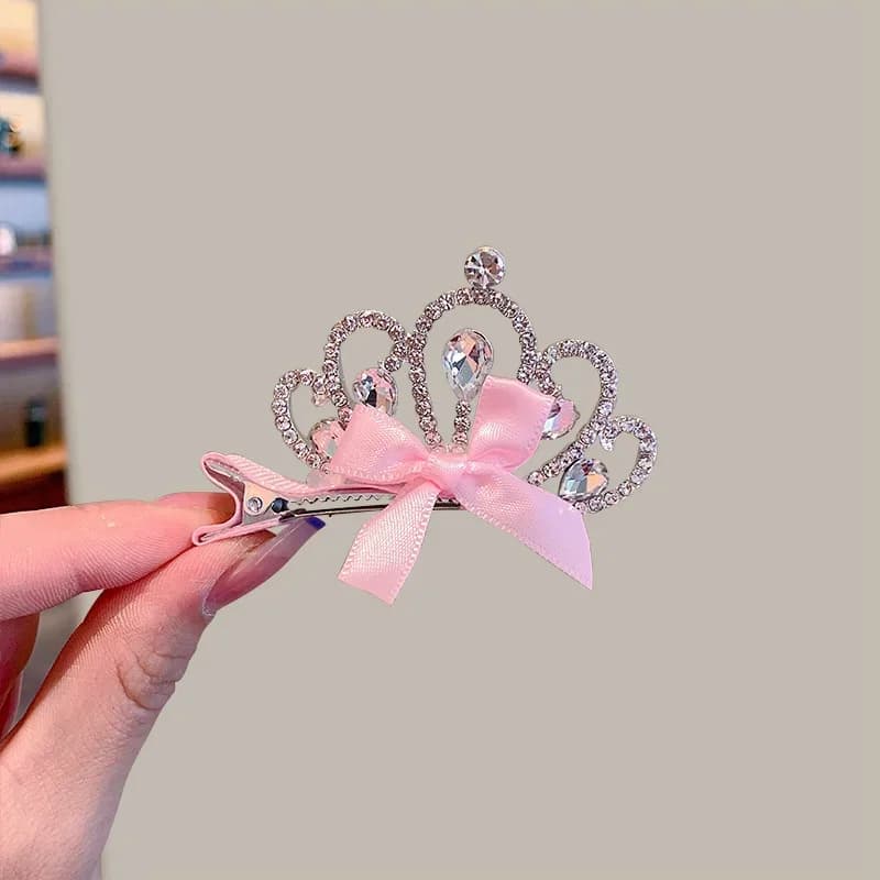 Dog and Cat Hair Clips Crown Bow Multicolor