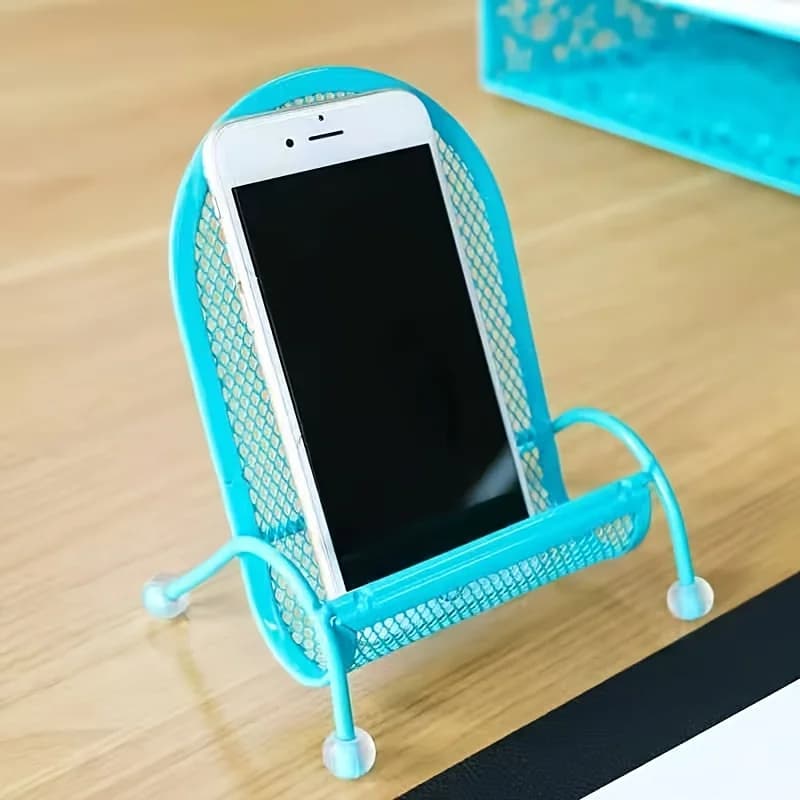 Stainless Steel Phone Stand with Heavy-Duty Base -Ergonomic Design for Bed & Desk, Secure Grip for Smartphones, Tablets, Cameras
