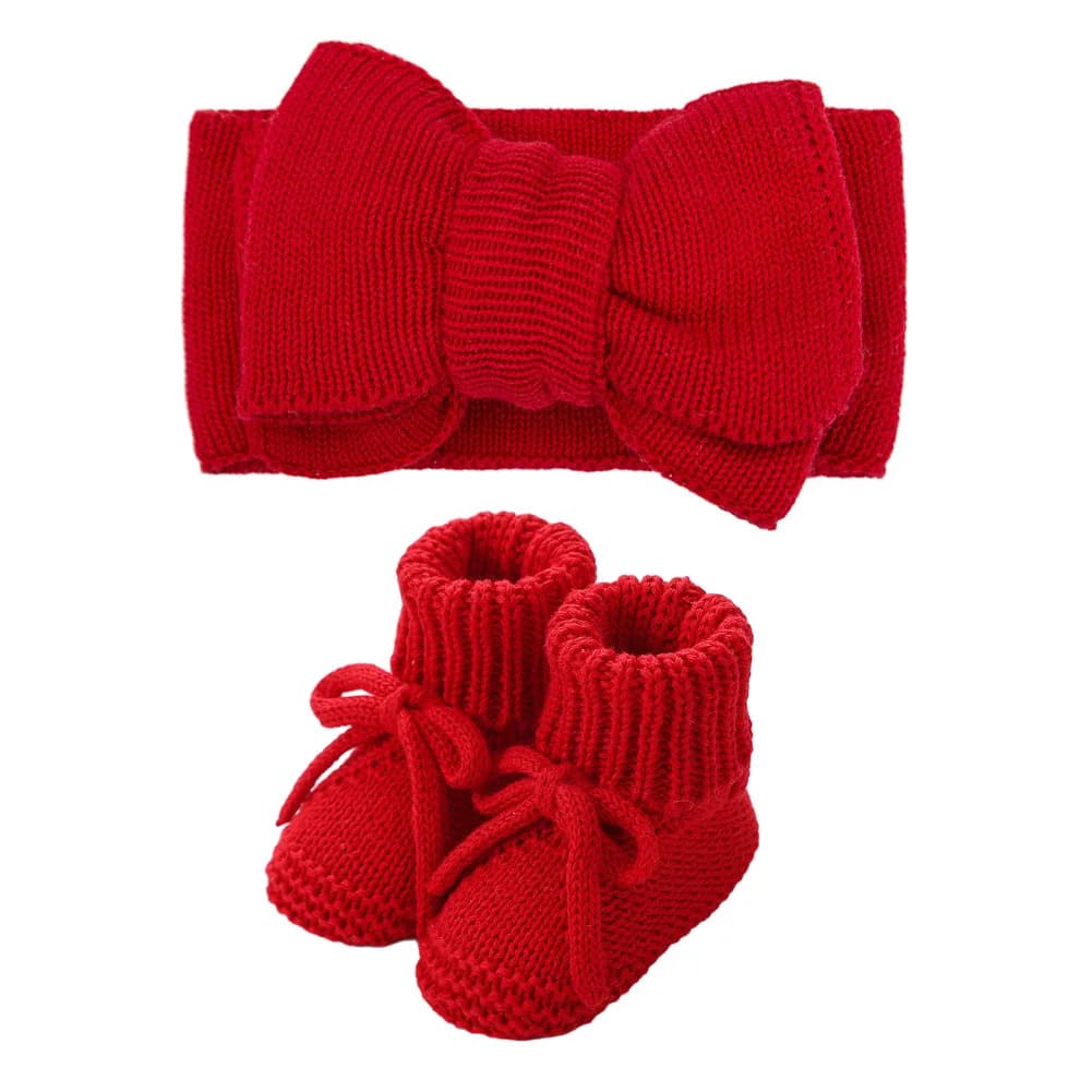 Baby Knitted Headband and Anti-Slip Crawling Socks Set