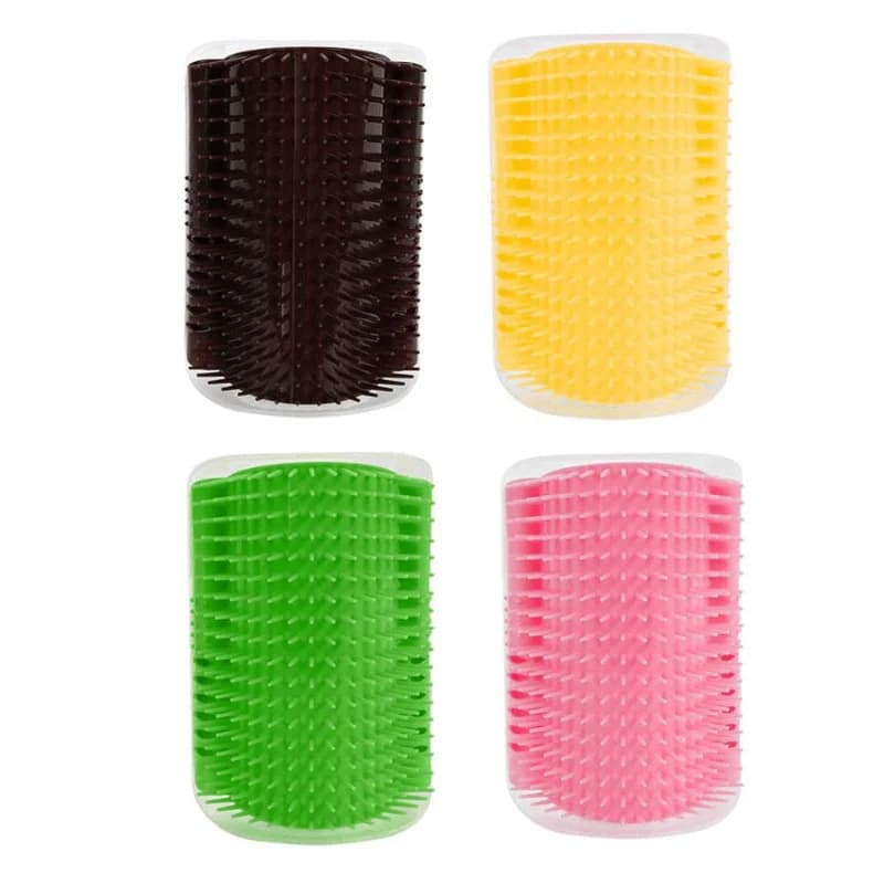 Pet cat scratcher and fur brush with wall corner toy for entertainment  a must-have for hair removal and itching
