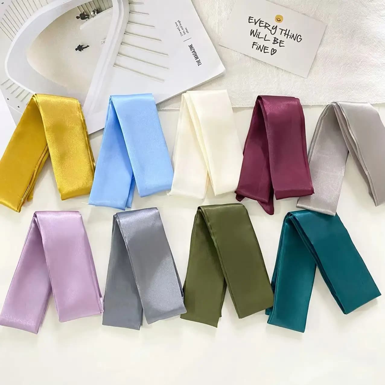 Long Skinny Satin Hair Scarf Headband