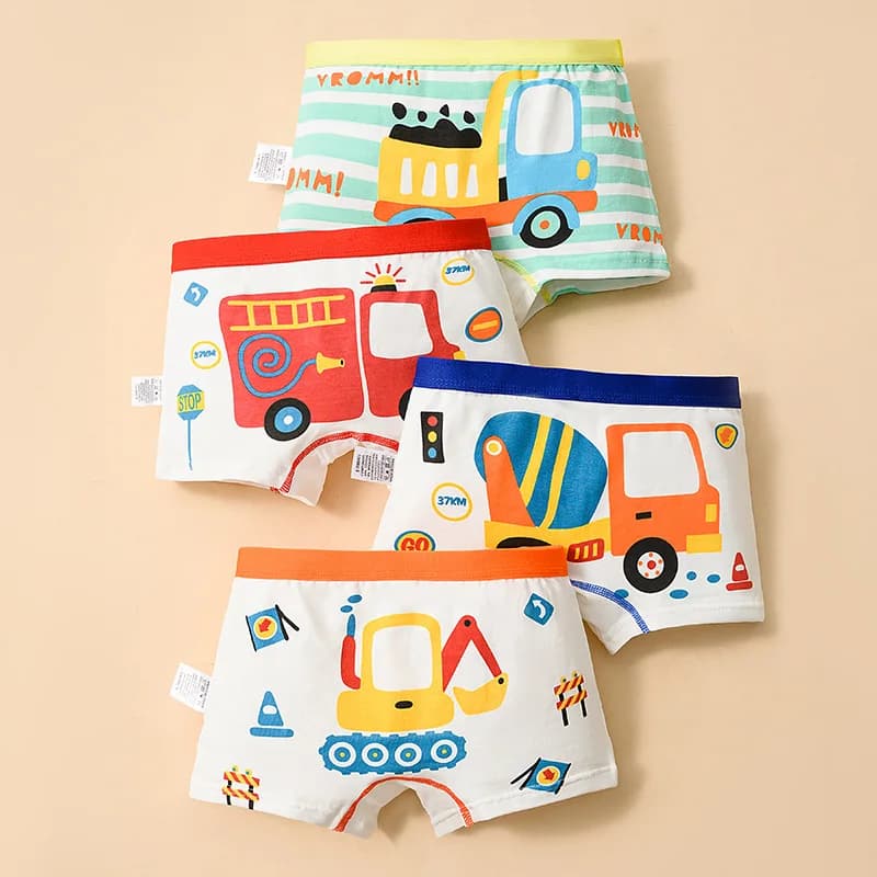 Boys Cotton Dinosaur Print Underwear 4-Pack