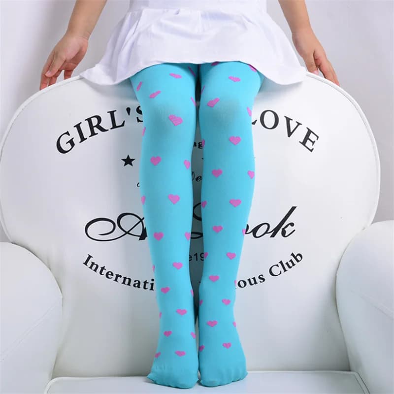 Girls Heart Pattern Elastic Waist Tights